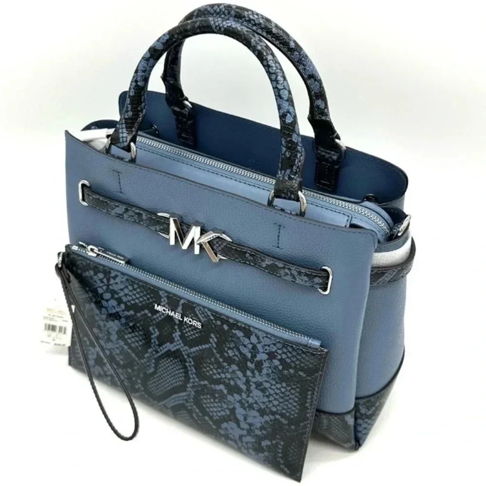 Michael Kors Large Reed Leather Belted Satchel Crossbody Bag & Large TZ Wristlet